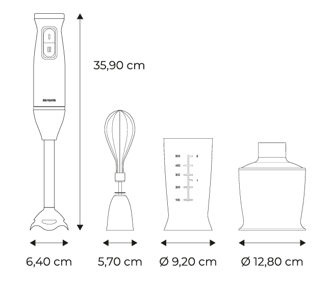 AIWA Hand Blender KENKIRI 800 PLUS-measures